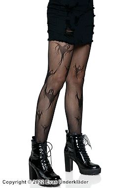 Halloween theme, pantyhose, small fishnet, ghosts